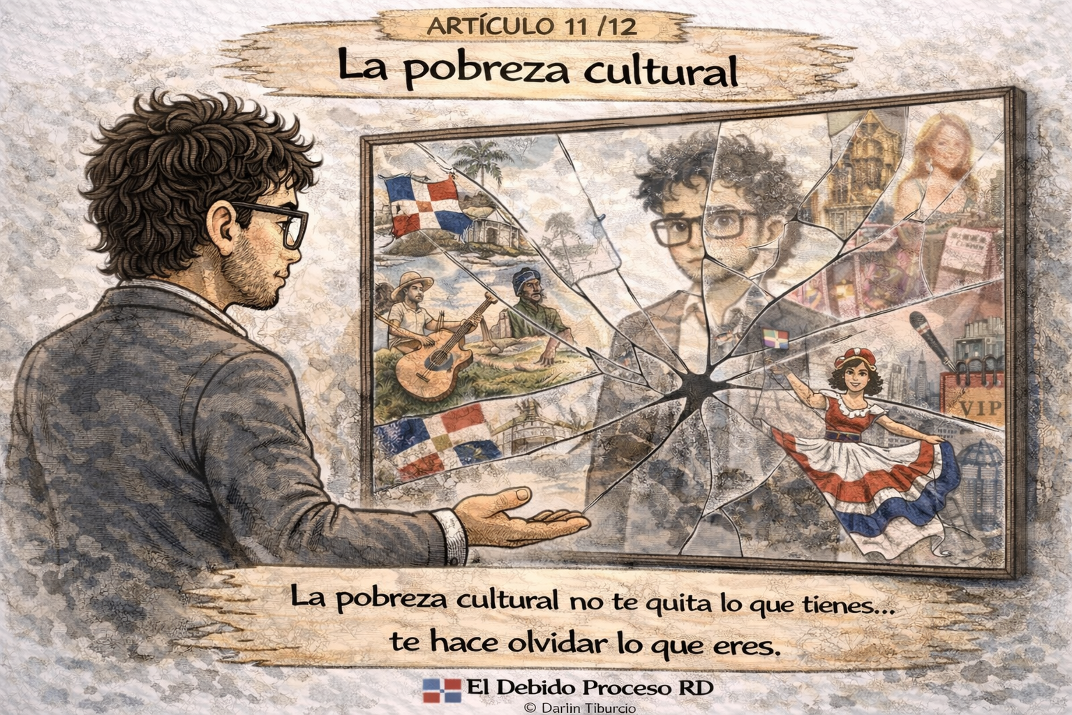 Ilustración sobre la pérdida de identidad cultural en República Dominicana