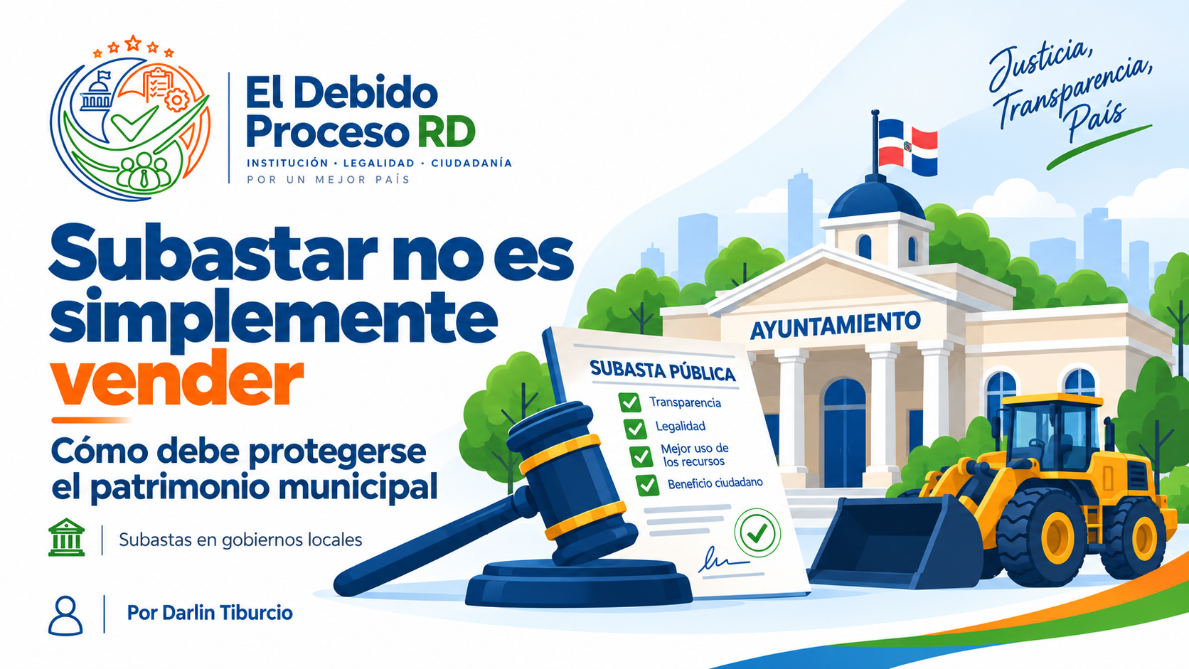 Ilustración sobre subasta pública y protección del patrimonio municipal en República Dominicana